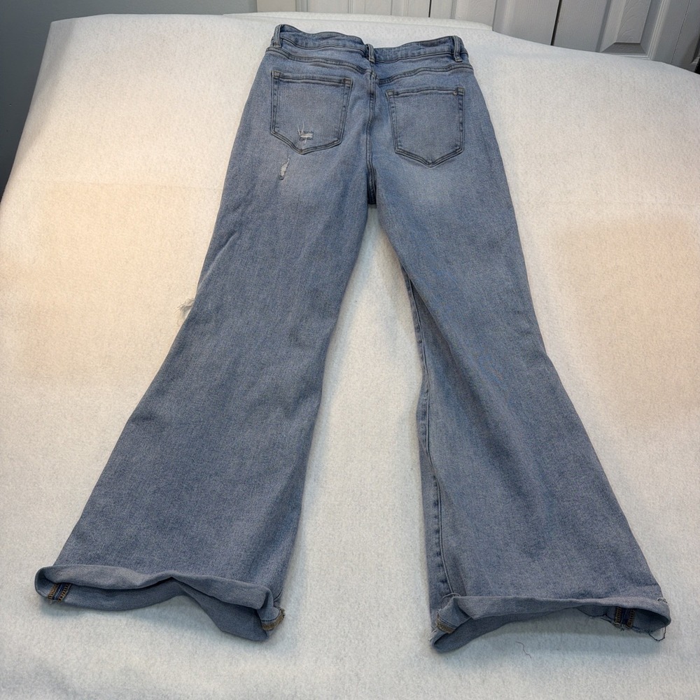 Mica Womens Light Wash Distressed High Rise Flare Jeans Blue Size 29 Inseam 30 - Picture 12 of 16